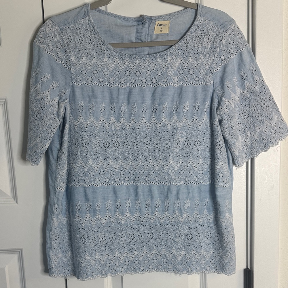 GAP Sky Blue Lace Blouse